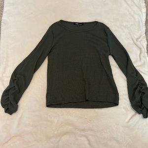 Olive green light waffle knit sweater